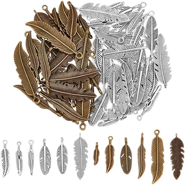 Amazon.co.jp: [UNICRAFTALE] 8個 4色 羽ペンダント 羽チャーム